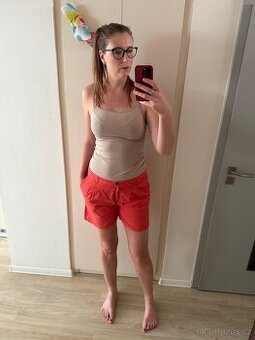 Červené plátěné kraťasy, H&M, vel. 40 - 1