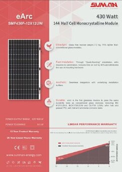 Ohebný lehký solární panel SUNMAN SMF430F-12X12U