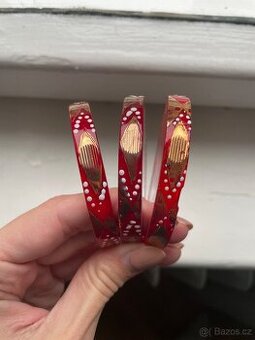 Starožitné skleněné jablonecké kroužky bangle