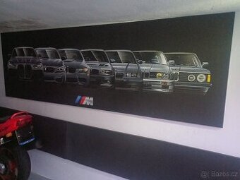Prodám nový obří  obraz evoluce BMW M3 formát 295x 95cm