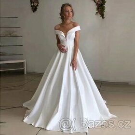 Prodám krásné nové svatební saténové šaty l-xl