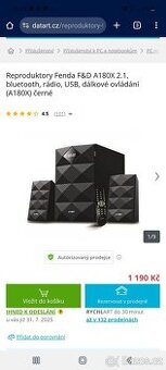 Reproduktory Fenda F&D A180X 2.1, bluetooth, rádio, USB,