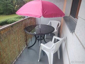 ⭐⭐⭐ZAHRADNÍ POSEZENÍ KOMPLET STOLEK+ 2x ŽIDLE + SLUNEČNÍK