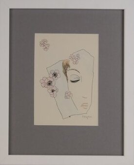 TOYEN Marie Čermínová - Dívka s růžovými květy