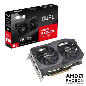 ASUS VGA AMD Radeon RX 7600 DUAL V2 OC 8G, 8G GDDR6, 3xDP