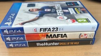 Prodám 3 hry na PS4 (the hunter, mafia, fifa 23)