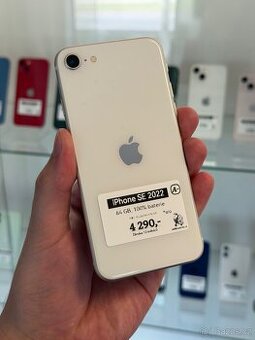 iPhone SE 2022 - 64GB - 100% BAT - 12M ZÁRUKA - BÍLÁ