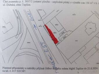 Prodám menší pozemek 236 M2 v Teplicích
