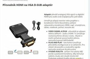 Prodám převodník VGA- HDMI s usb napájením