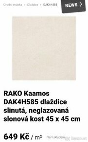 Dlažba RAKO Kaamos 45x45 - slonová kost