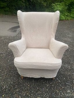Ušák IKEA Strandmon - zelený + povlak - 30.6. tepované