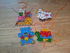 Šněrovačka - dřevěné provlékací destičky, zvířátka