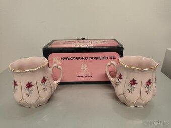 Růžový porcelán 2x hrneček v orig. krabici