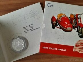Stříbrná mince Jawa 350/354 Sidecar "Na kolech"