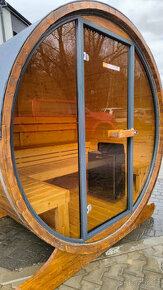 Venkovní sudová panoramatická sauna - 1