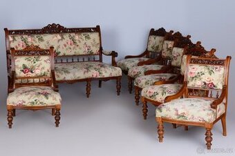 Sedací souprava-1 x sofa+6kusů křesel+oválný stůl-2792