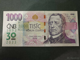 1000 Kč s pritiskem ČNB