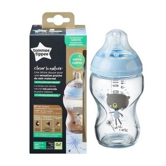 Tommee Tippee KOJENECKÁ LÁHEV C2N 250ML SKLENĚNÁ POTISK BLUE