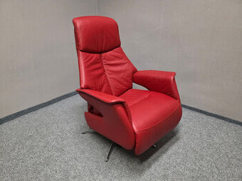 Nové červené relax křeslo NILSON kůže
