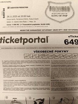 Vstupenka Michael Jackson