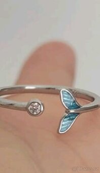 Nový dámský i dívčí stříbrný otevřený prsten ocas ploutev