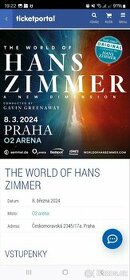 2x lístek The WORLD of Hans Zimmer O2 Aréna pátek 8.března