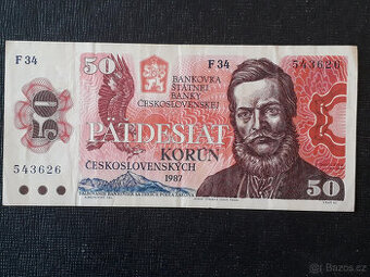 50 Kčs 1987 série F34 543626 - 1