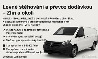 Levné stěhování a převoz dodávkou – Zlín a okolí