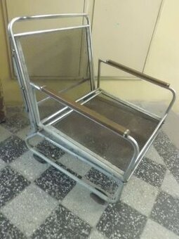 RARITA - Starožitné Polohovací KŘESLO FUNKCIONALISMUS Chrom