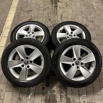 ALU KOLA 5x112 R16 OCTAVIA 3, ZIMNÍ PNEU BARUM 205/55 R16