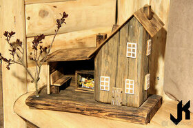 Dřevěný domeček atypický terasa a krb AT047