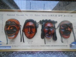 Korejské masky HAHOE MASKS-zarámovaný,zasklený obrázek