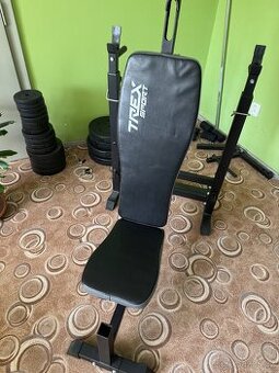 Lavička na posilování, 90 kg závaží, hrazda