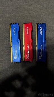 RAM HyperX Fury DDR3 – 3× modul (funkční, dobrý stav)