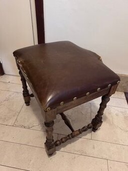 Vintage stolička s koženým sedákem