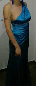 modré saténové šaty Ever pretty 36