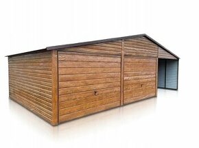 Plechová garáž 6x5m + přístřešek 3x5m