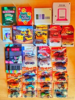 18x majorette a matchbox autíčka, Lego Technic, hry