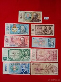 Československé bankovky 9 ks - každá jiná