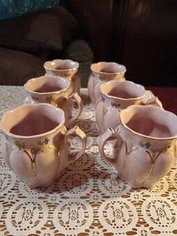 Hrnky z růžového porcelánu - H&C CHODOV –  6 ks