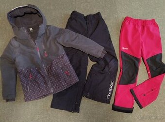 Lyžařská bunda, kalhoty a softshellky vel. 134 / 140