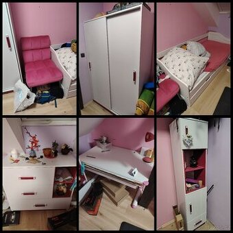 Dětský pokoj – postel, skříň, stůl, komoda – TOP stav