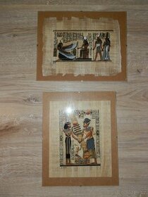 Egyptský papyrus 2ks - rám 30x24cm - 1