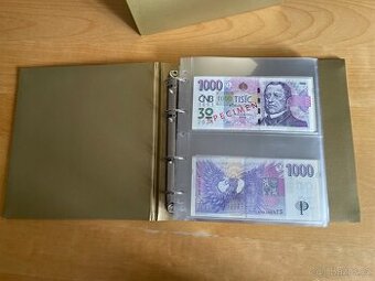 Kompletní R sada 1 000 Kč s přítiskem ČNB včetně Specimena