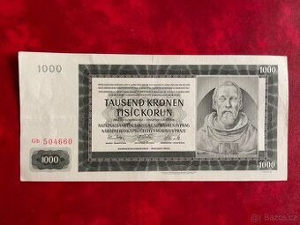 Bankovka 1000 Korun 1942