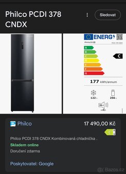 Philco PCDI 378 CNDX – téměř nová lednice