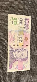 Prodám bankovky 1000Kč s přítiskem cena 1500/ks