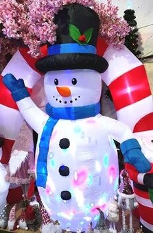 Nafukovací svítící vánoční dekorace sněhulák s LED osvětlení
