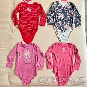 Dívčí body s dlouhým rukávem - 4 kusy vel. 92