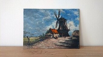 Krajina s mlýnem, Nizozemí. E. Meyran